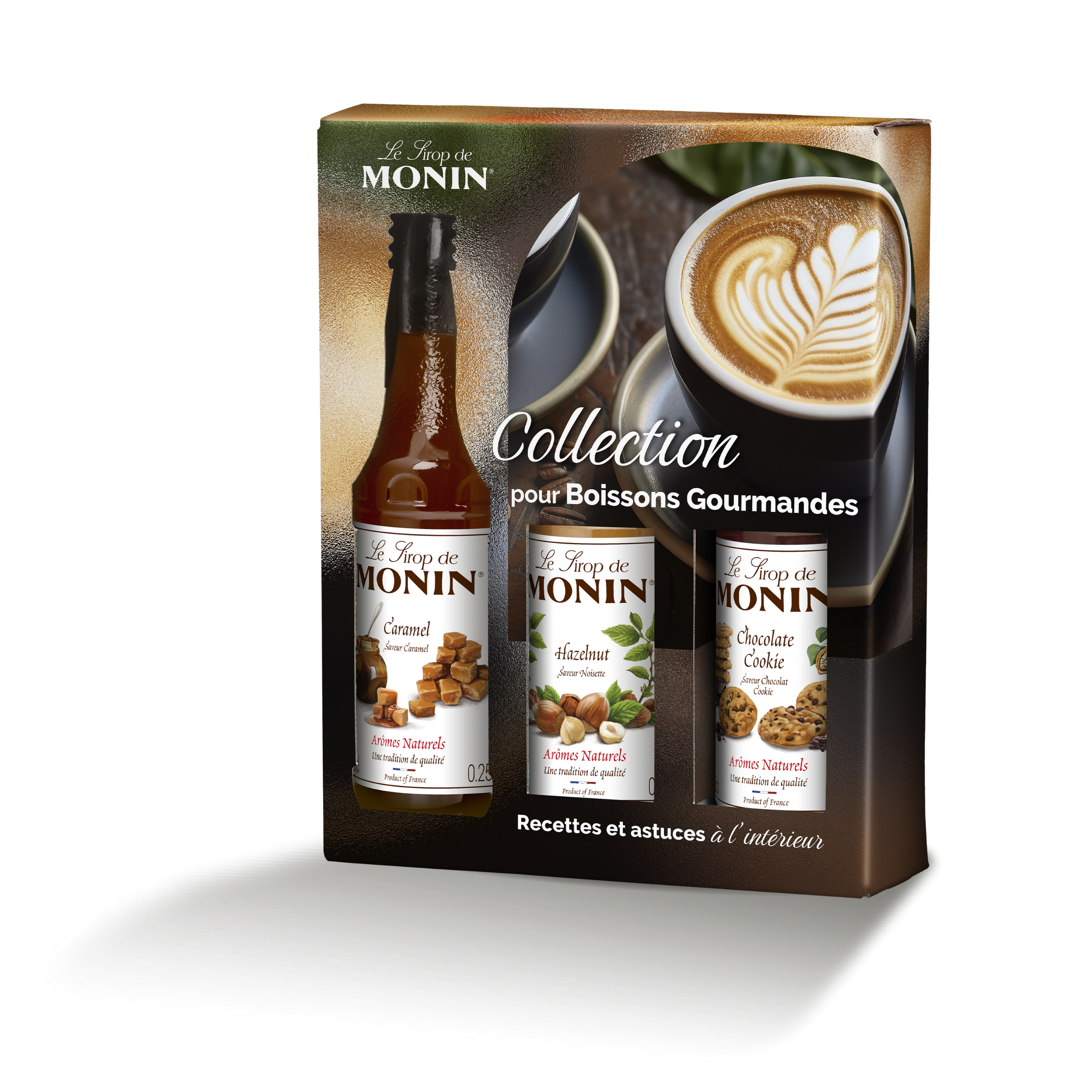 monin-collection-boissons-gourmandes-3x25cl-noisette-caramel-chocolat-cookie image 1
