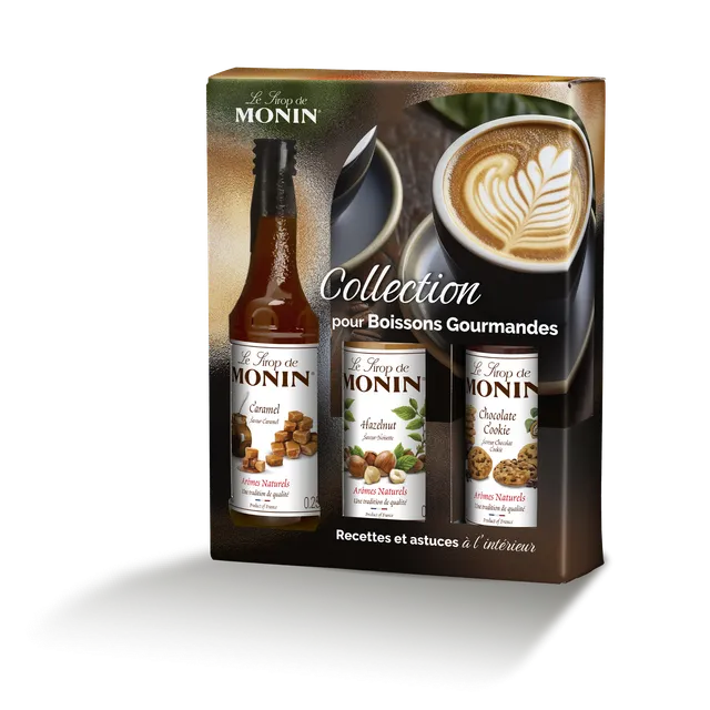 monin-collection-boissons-gourmandes-3x25cl-noisette-caramel-chocolat-cookie image 1
