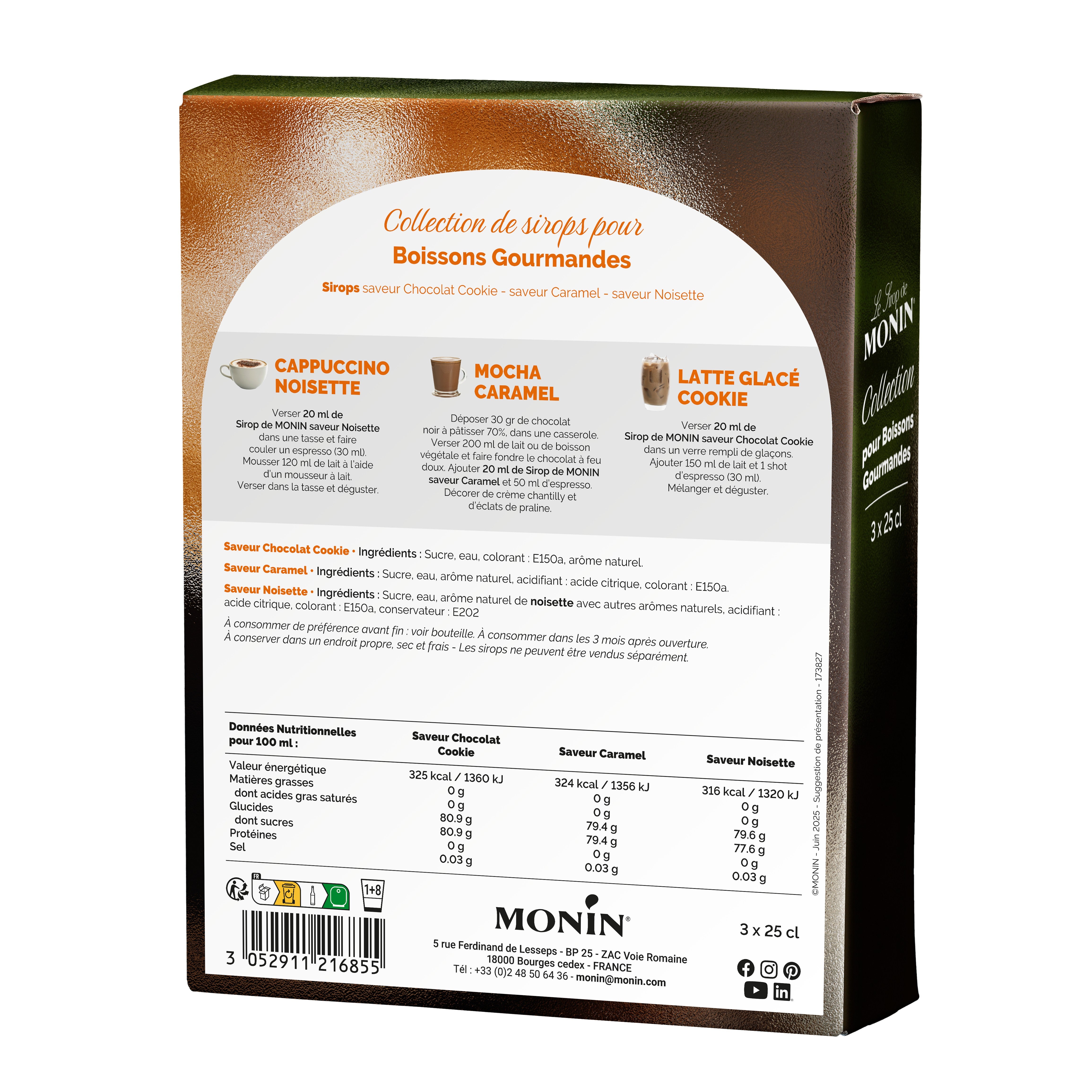 monin-collection-boissons-gourmandes-3x25cl-noisette-caramel-chocolat-cookie image 2